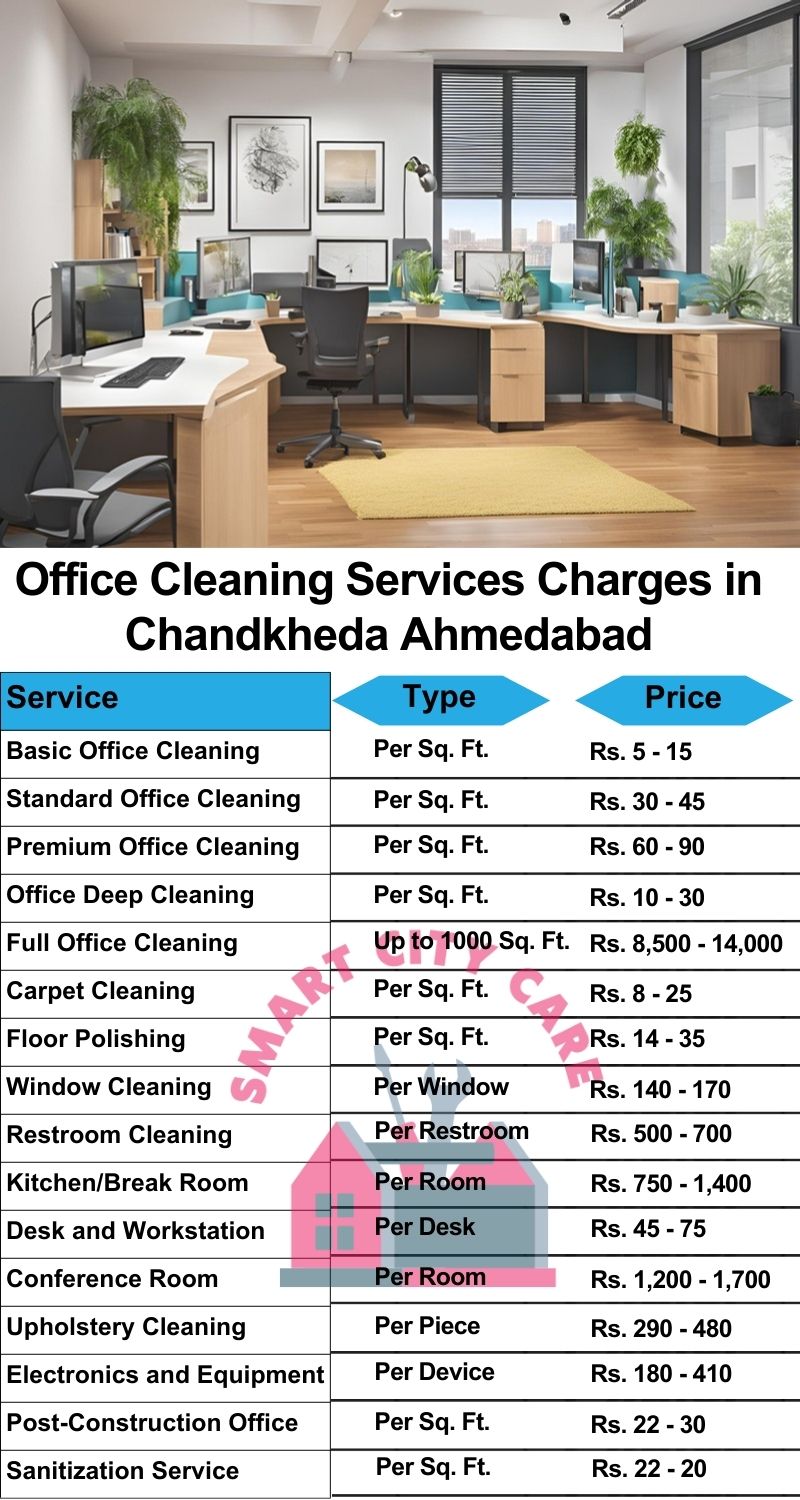 Office cleaning services Chandkheda, Ahmedabad price list