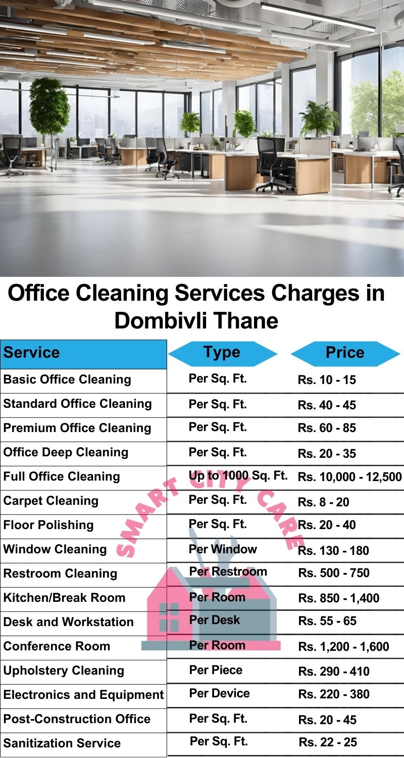 Office cleaning services Dombivli, Thane price list