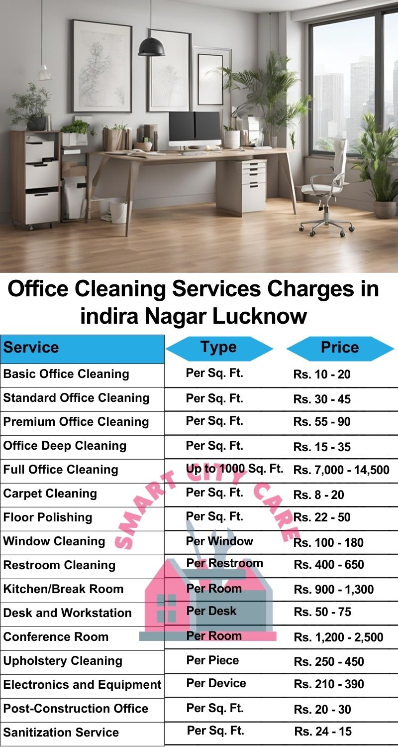 Office cleaning services Indira Nagar, Lucknow price list