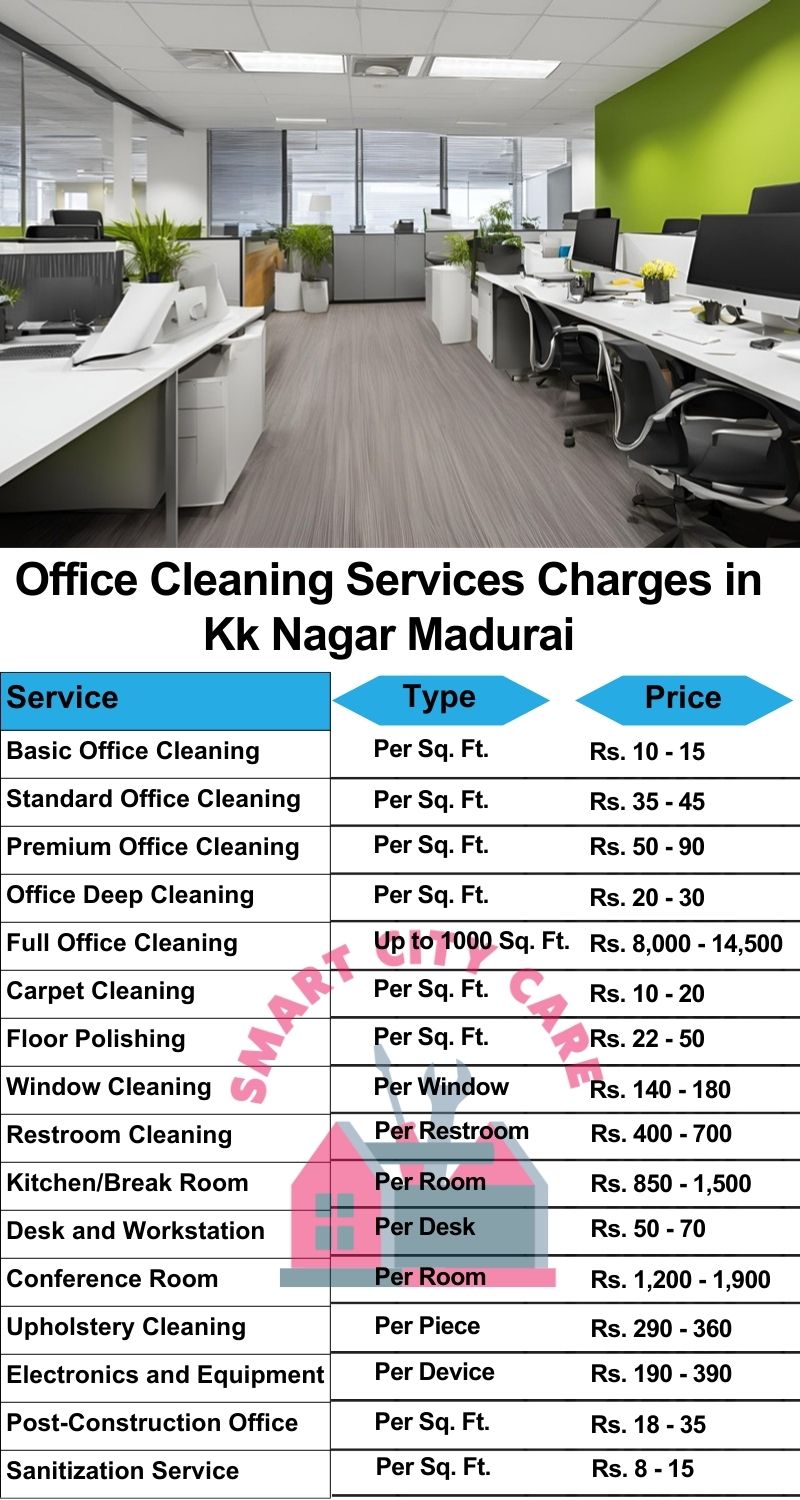 Office cleaning services KK Nagar, Madurai price list