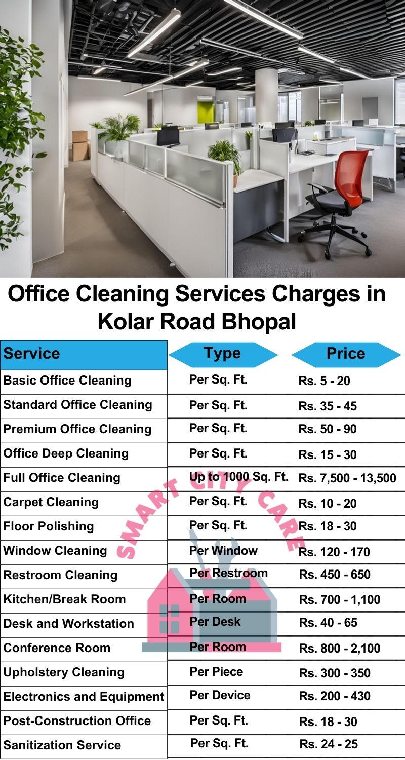 Office cleaning services Kolar Road, Bhopal price list