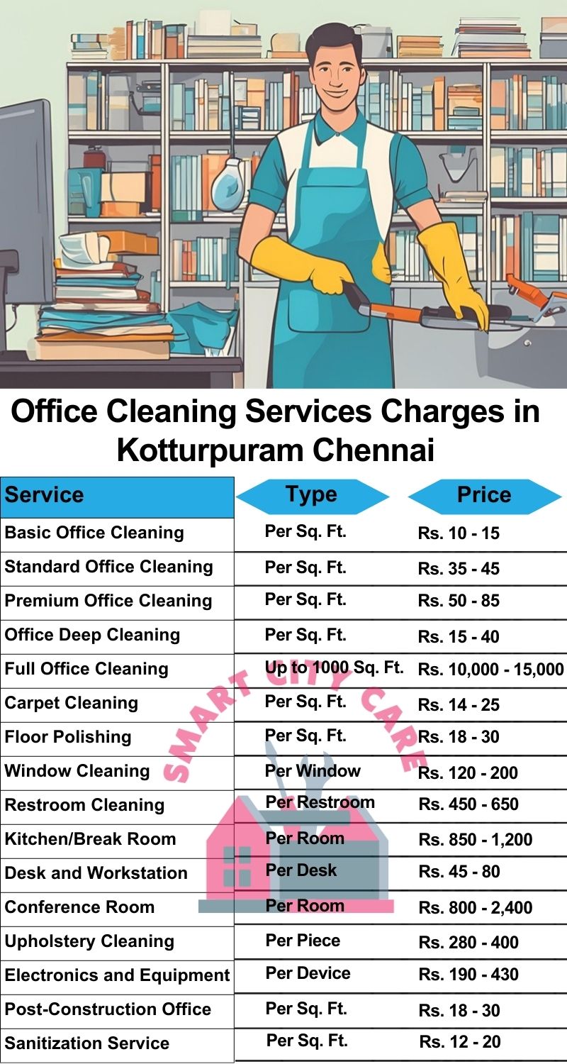 Office cleaning services Kotturpuram, Chennai price list