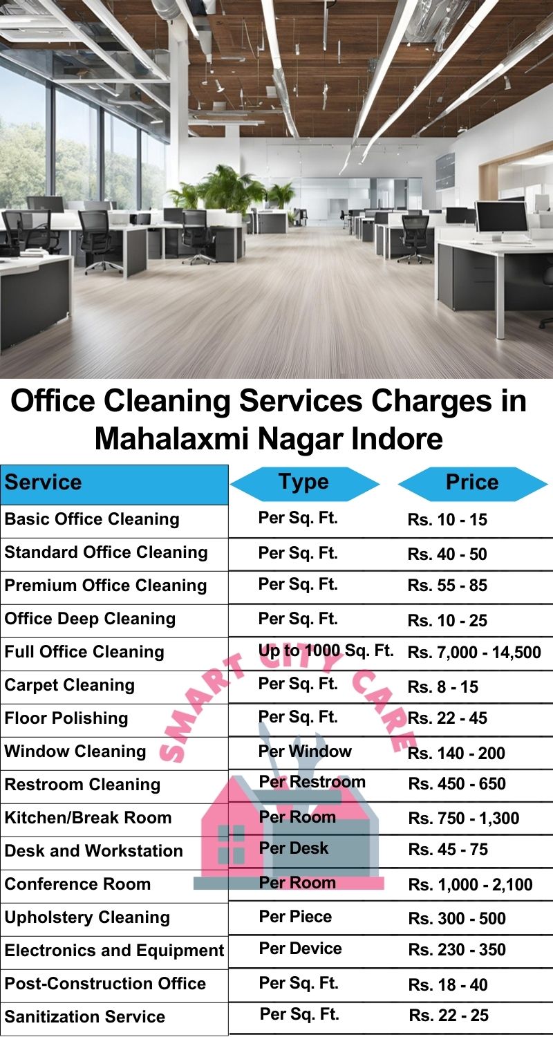 Office cleaning services Mahalaxmi Nagar, Indore price list