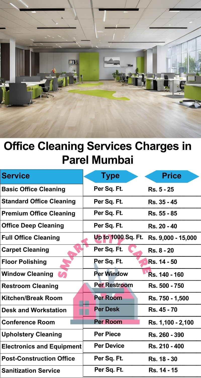 Office cleaning services Parel, Mumbai price list