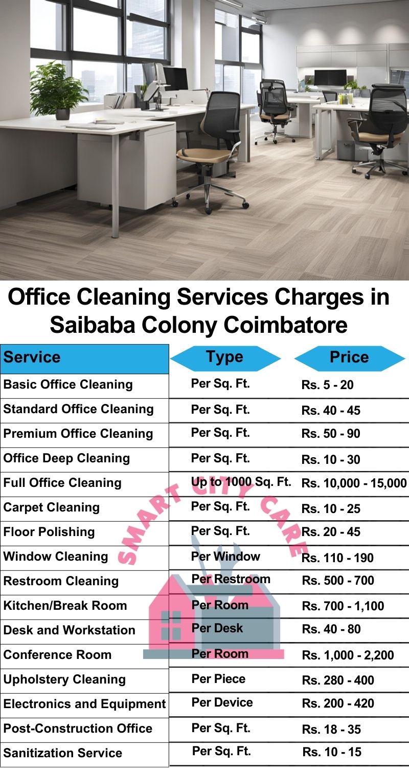 Office cleaning services Saibaba Colony, Coimbatore price list