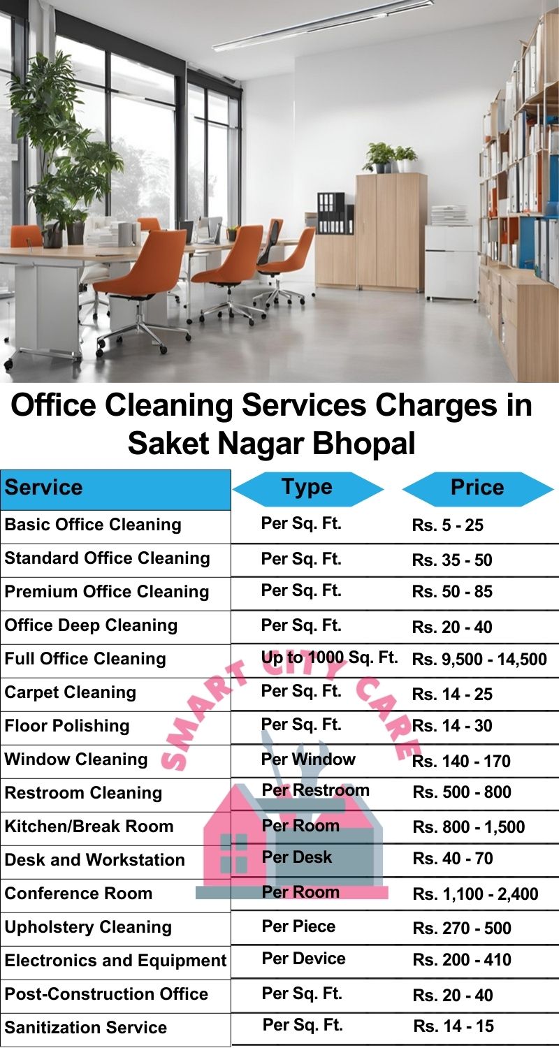 Office cleaning services Saket Nagar, Bhopal price list