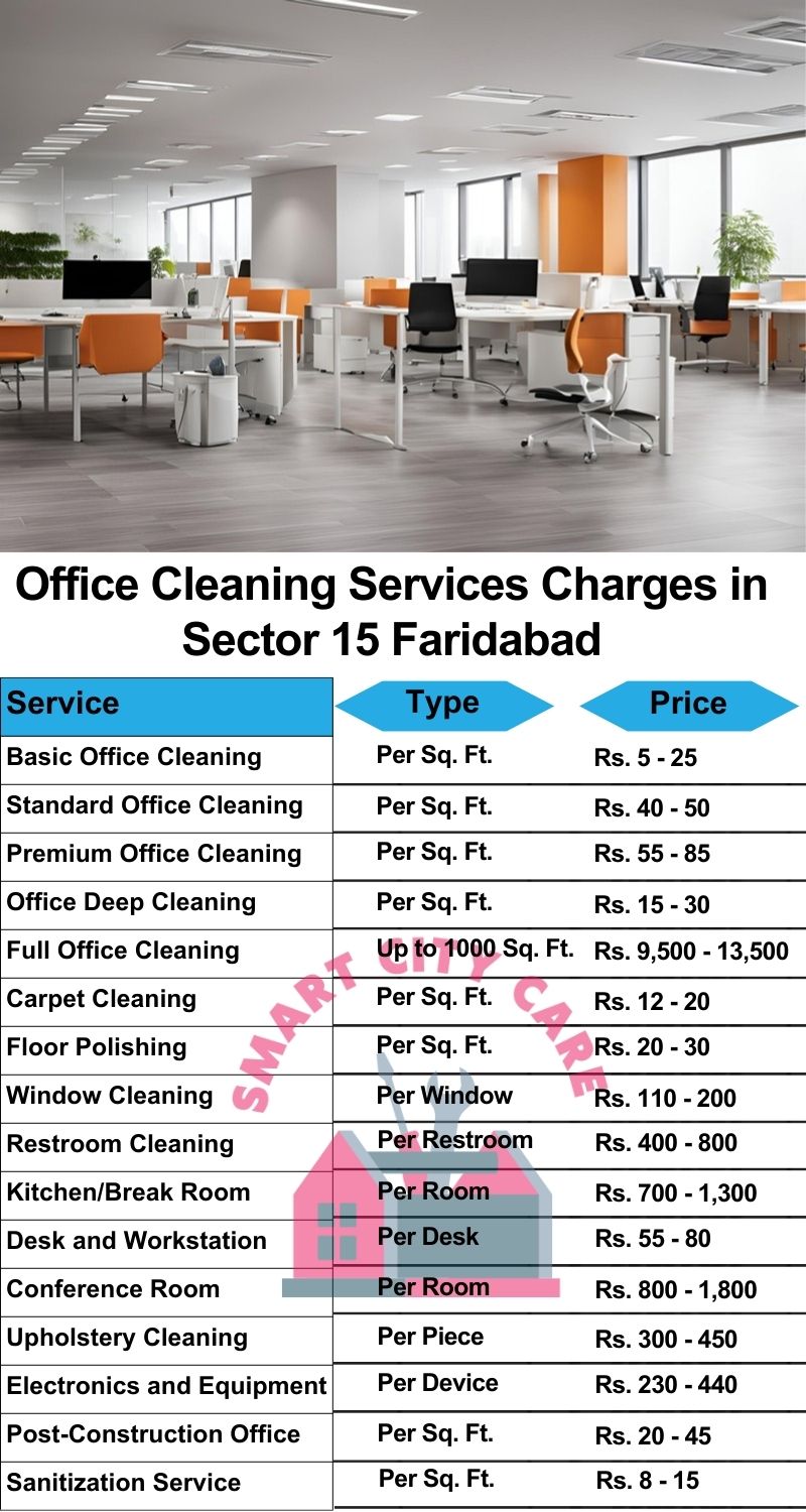 Office cleaning services Sector 15, Faridabad price list