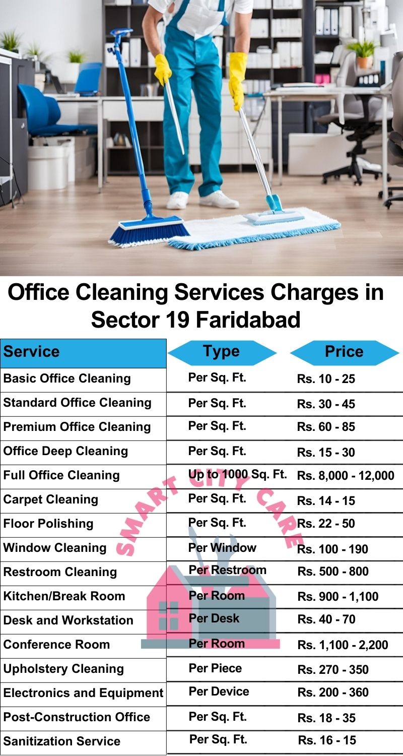 Office cleaning services Sector 19, Faridabad price list
