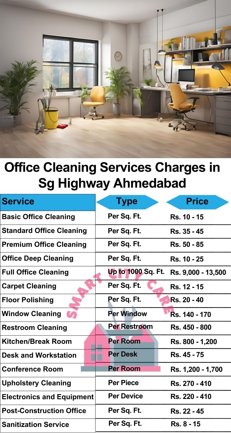 Office cleaning services SG Highway, Ahmedabad price list