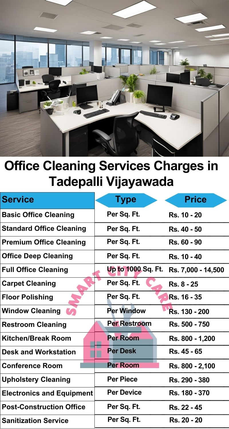 Office cleaning services Tadepalli, Vijayawada price list