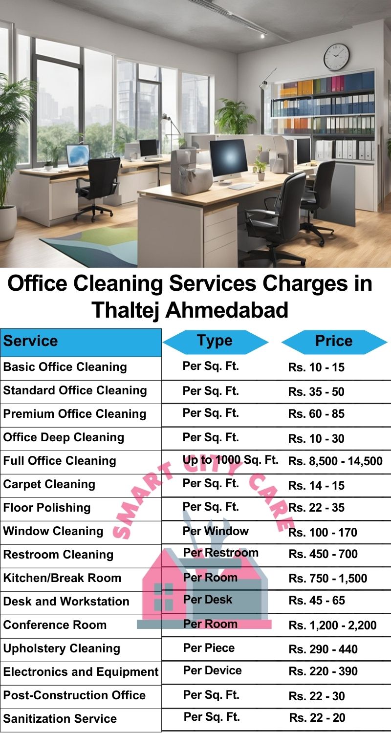 Office cleaning services Thaltej, Ahmedabad price list