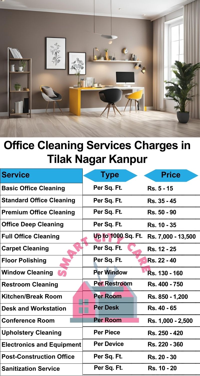 Office cleaning services Tilak Nagar, Kanpur price list