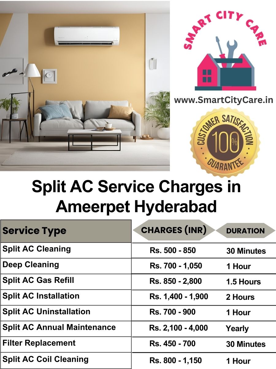 Split AC Service cost list in Ameerpet, Hyderabad