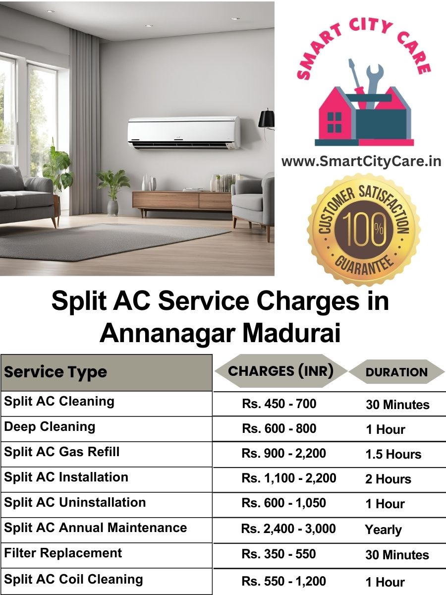 Split AC Service cost list in  Annanagar, Madurai