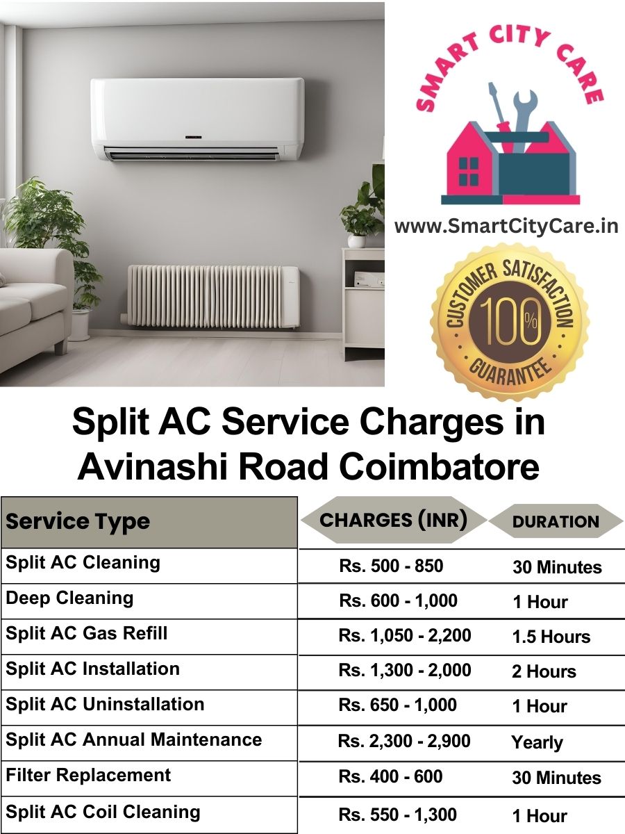 Split AC Service cost list in  Avinashi Road, Coimbatore