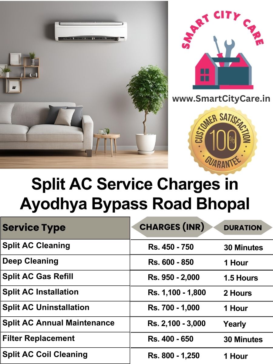 Split AC Service cost list in  Ayodhya Bypass Road, Bhopal