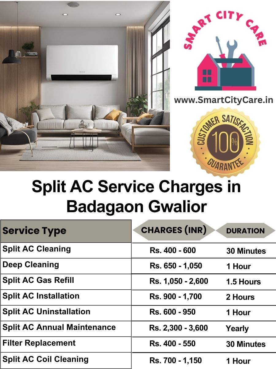 Split AC Service cost list in  Badagaon, Gwalior