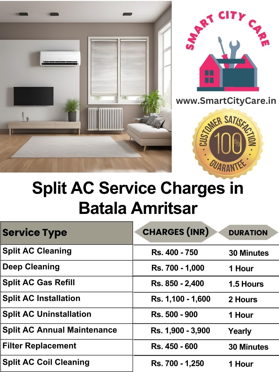 Split AC Service cost list in  Batala, Amritsar