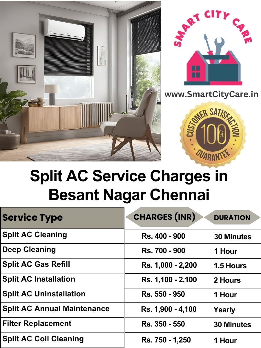 Split AC Service cost list in  Besant Nagar, Chennai