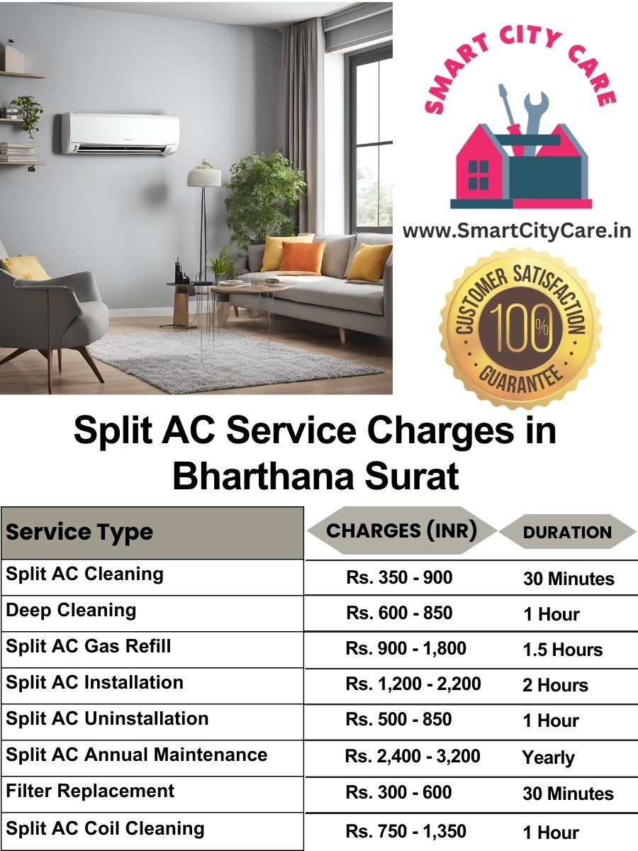 Split AC Service cost list in  Bharthana, Surat