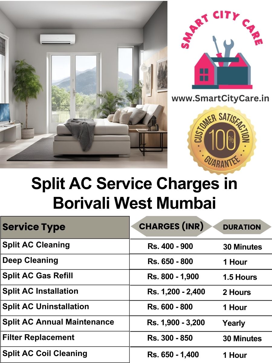 Split AC Service cost list in  Borivali West, Mumbai