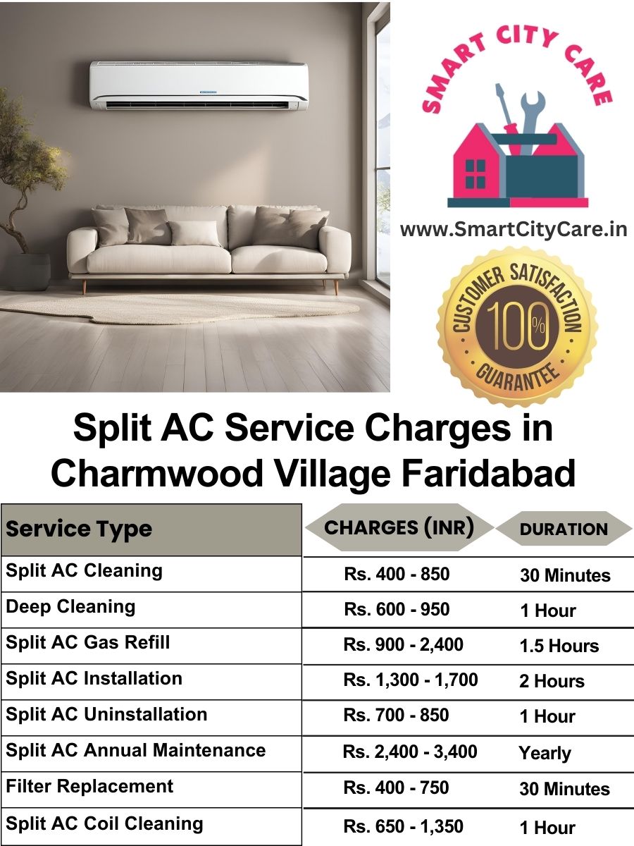 Split AC Service cost list in  Charmwood Village, Faridabad