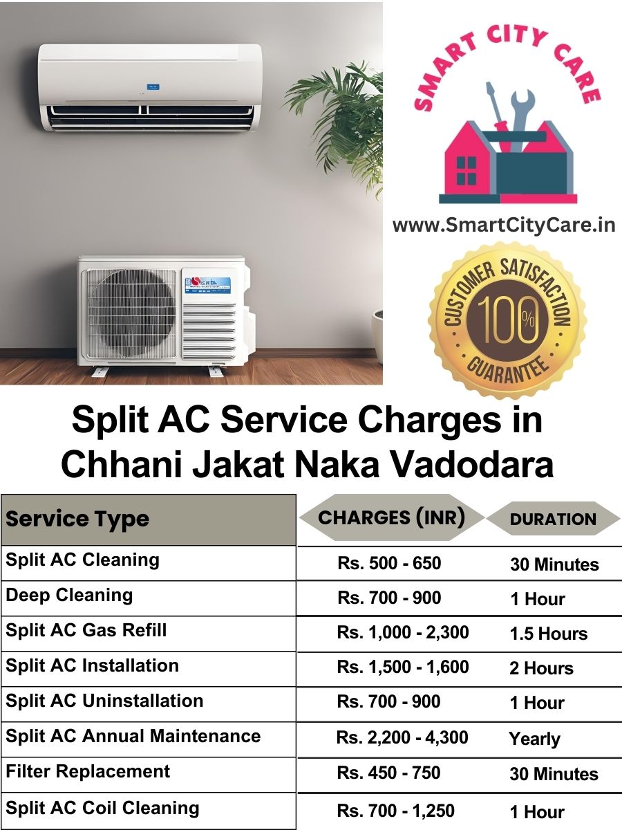 Split AC Service cost list in  Chhani Jakat Naka, Vadodara