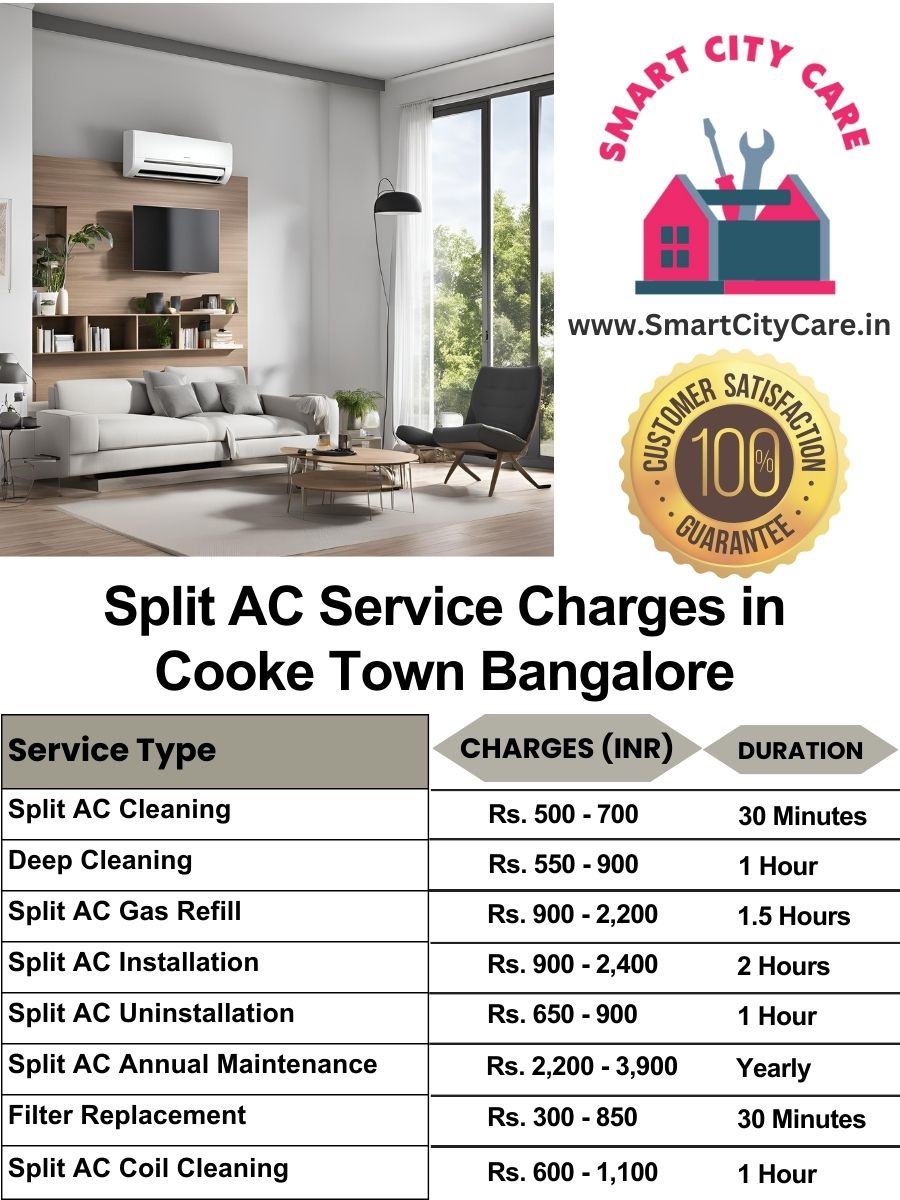 Split AC Service cost list in  Cooke Town, Bangalore