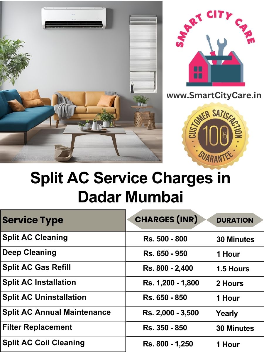 Split AC Service cost list in  Dadar, Mumbai