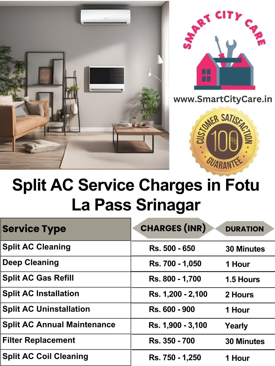 Split AC Service cost list in  Fotu La Pass, Srinagar