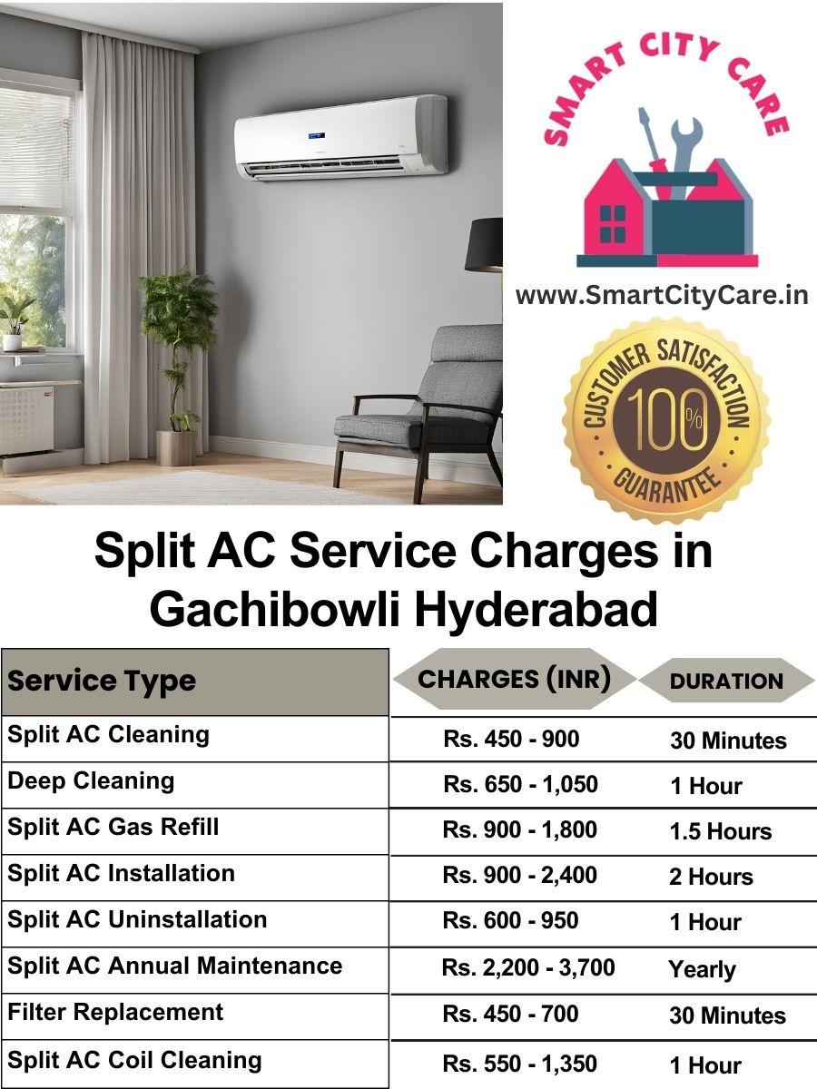 Split AC Service cost list in  Gachibowli, Hyderabad
