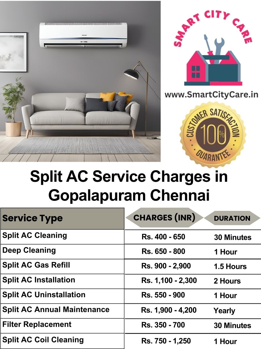 Split AC Service cost list in  Gopalapuram, Chennai