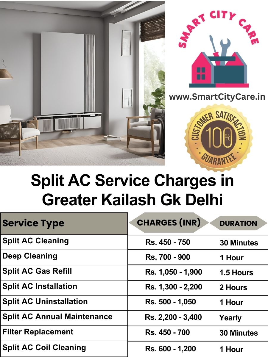 Split AC Service cost list in  Greater Kailash gk, Delhi