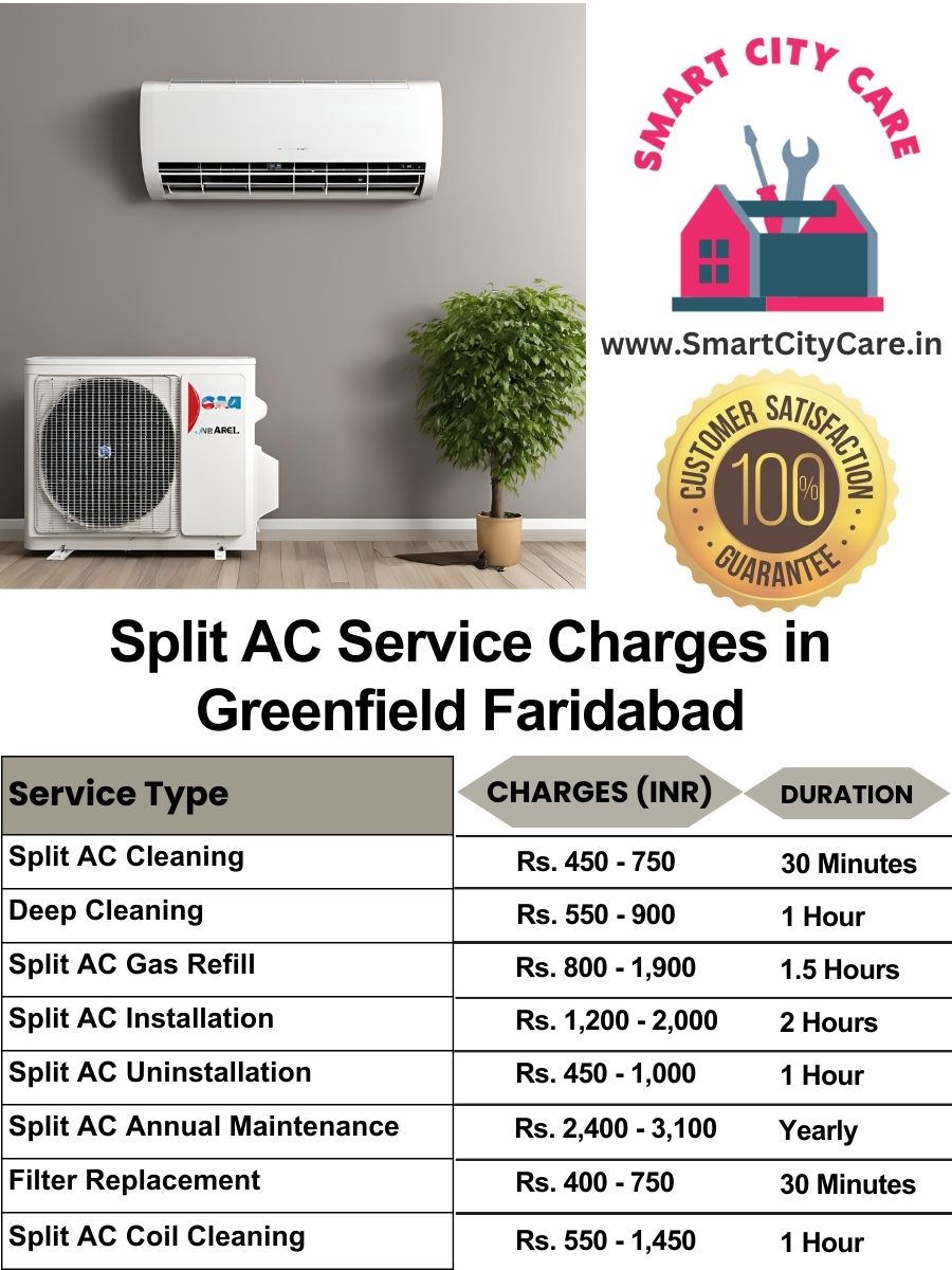 Split AC Service cost list in  Greenfield, Faridabad