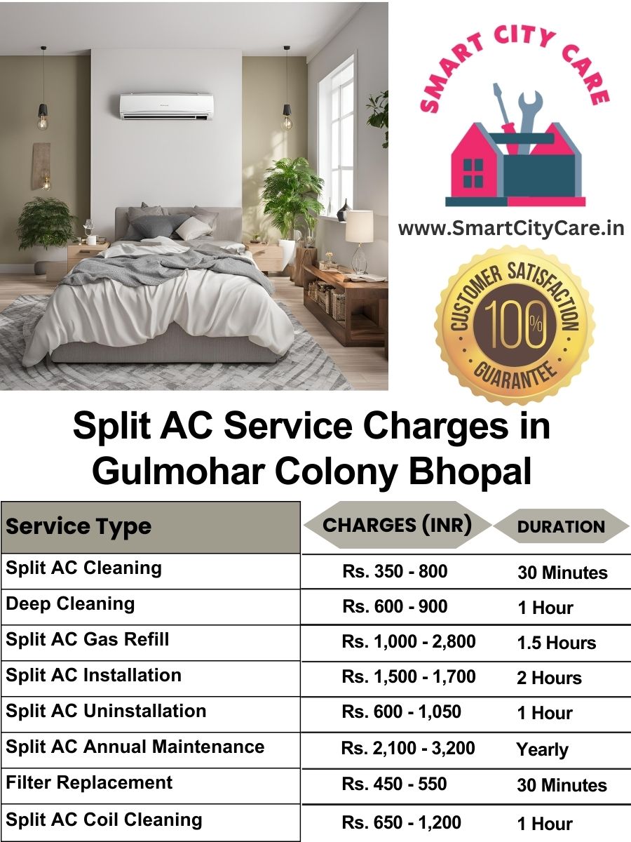 Split AC Service cost list in  Gulmohar Colony, Bhopal