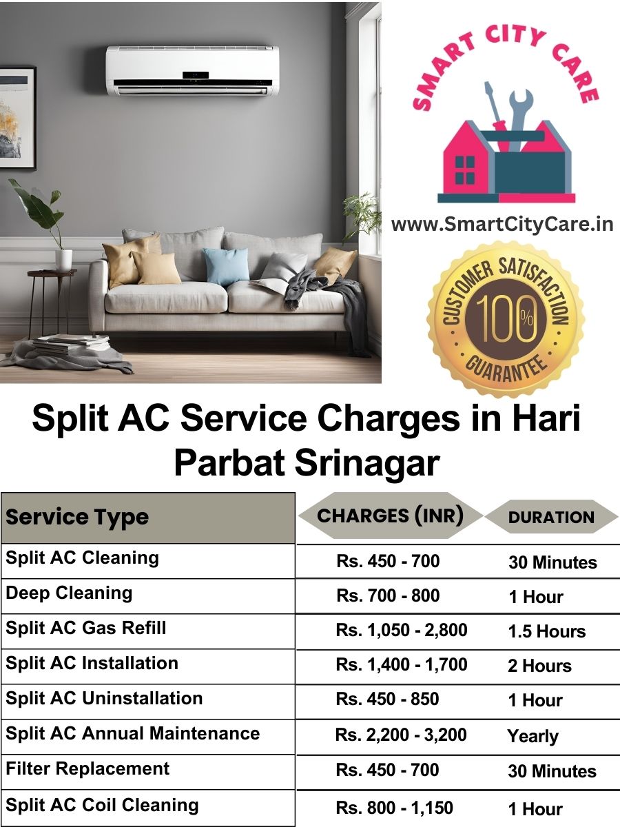 Split AC Service cost list in  Hari Parbat, Srinagar