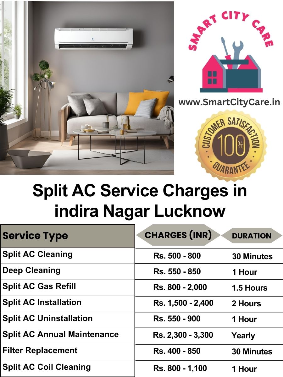 Split AC Service cost list in  Indira Nagar, Lucknow