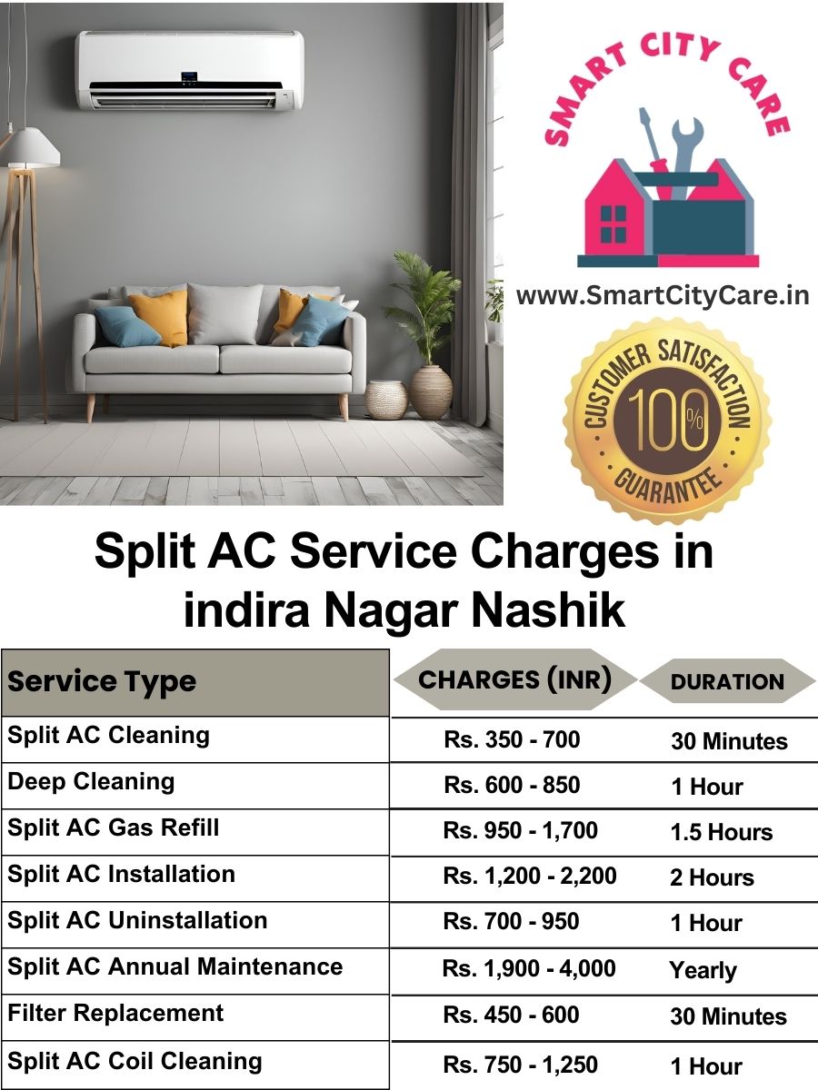 Split AC Service cost list in  Indira Nagar, Nashik