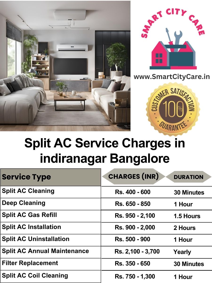 Split AC Service cost list in  Indiranagar, Bangalore