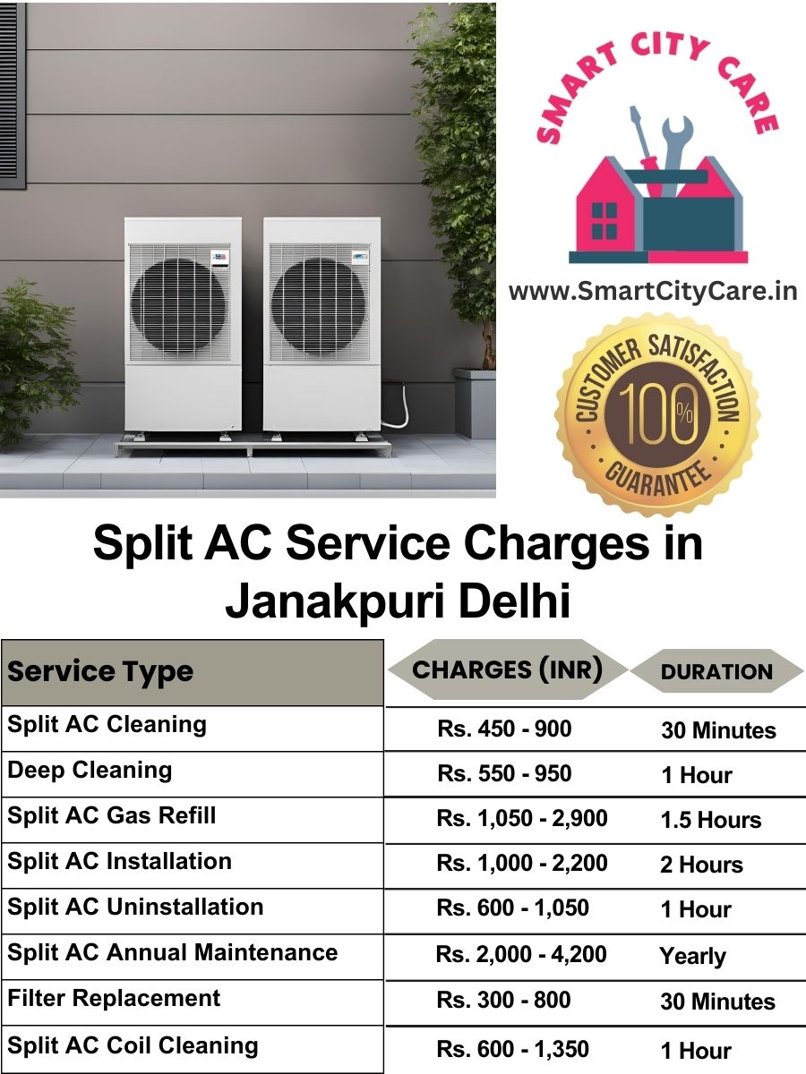 Split AC Service cost list in  Janakpuri, Delhi