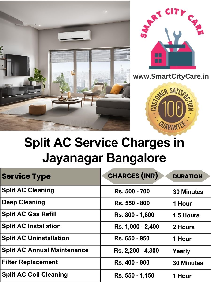 Split AC Service cost list in  Jayanagar, Bangalore