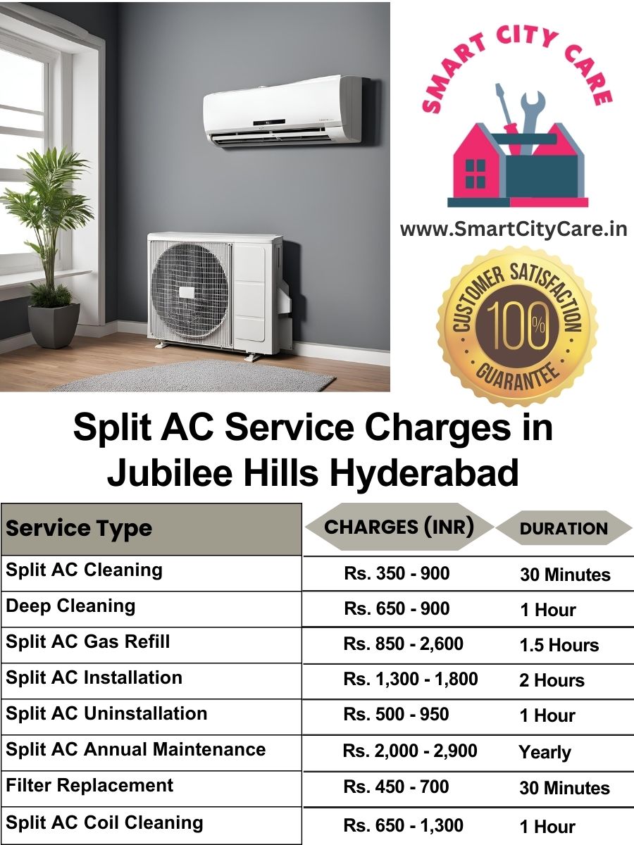 Split AC Service cost list in Jubilee Hills, Hyderabad