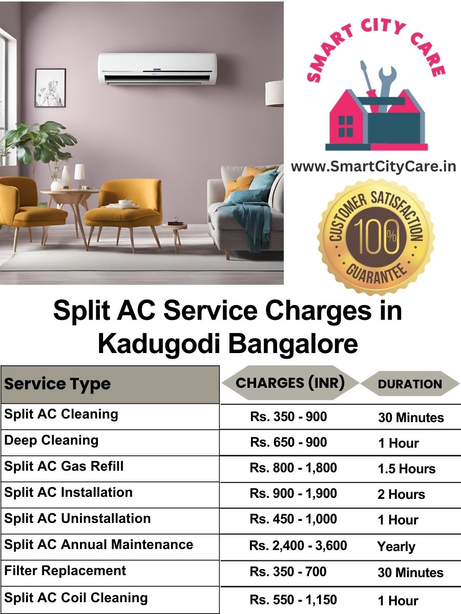 Split AC Service cost list in  Kadugodi, Bangalore