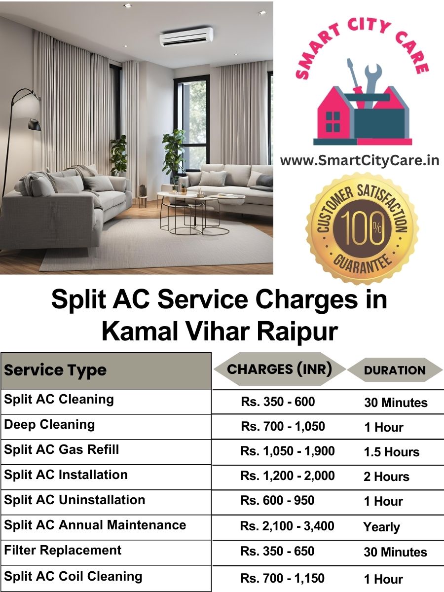 Split AC Service cost list in  Kamal Vihar, Raipur