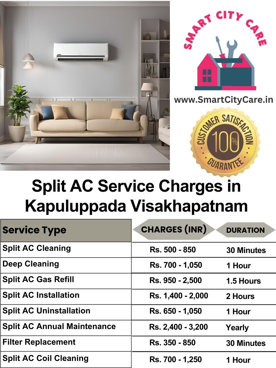 Split AC Service cost list in  Kapuluppada, Visakhapatnam