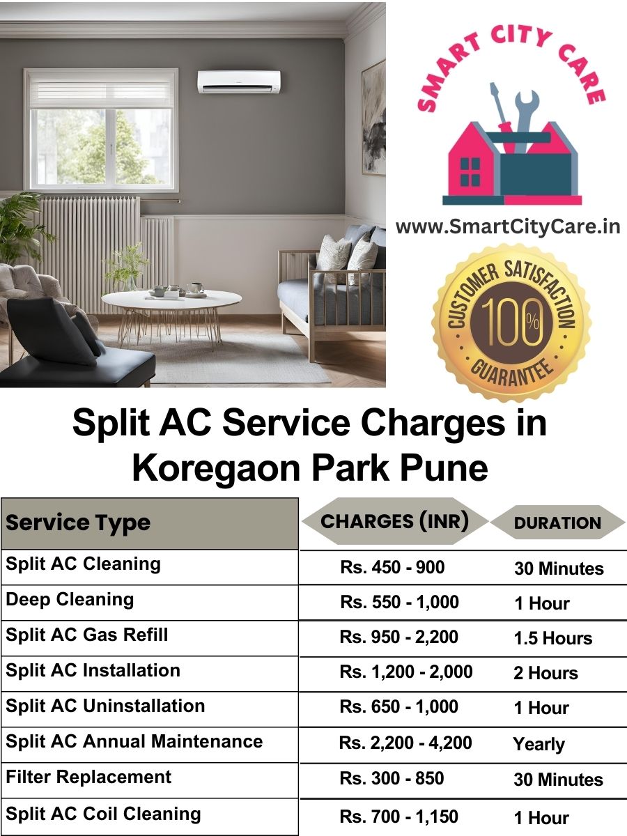 Split AC Service cost list in Koregaon Park, Pune