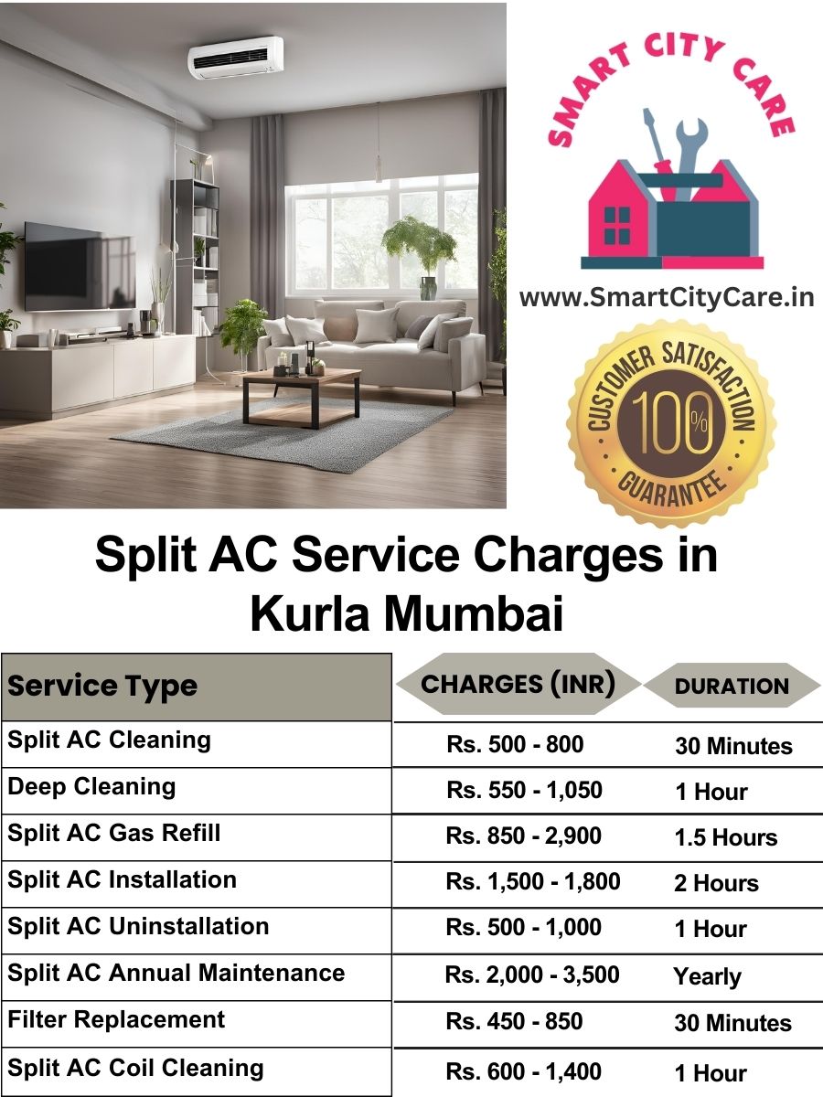 Split AC Service cost list in Kurla, Mumbai