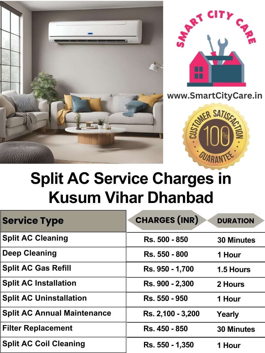 Split AC Service cost list in  Kusum Vihar, Dhanbad