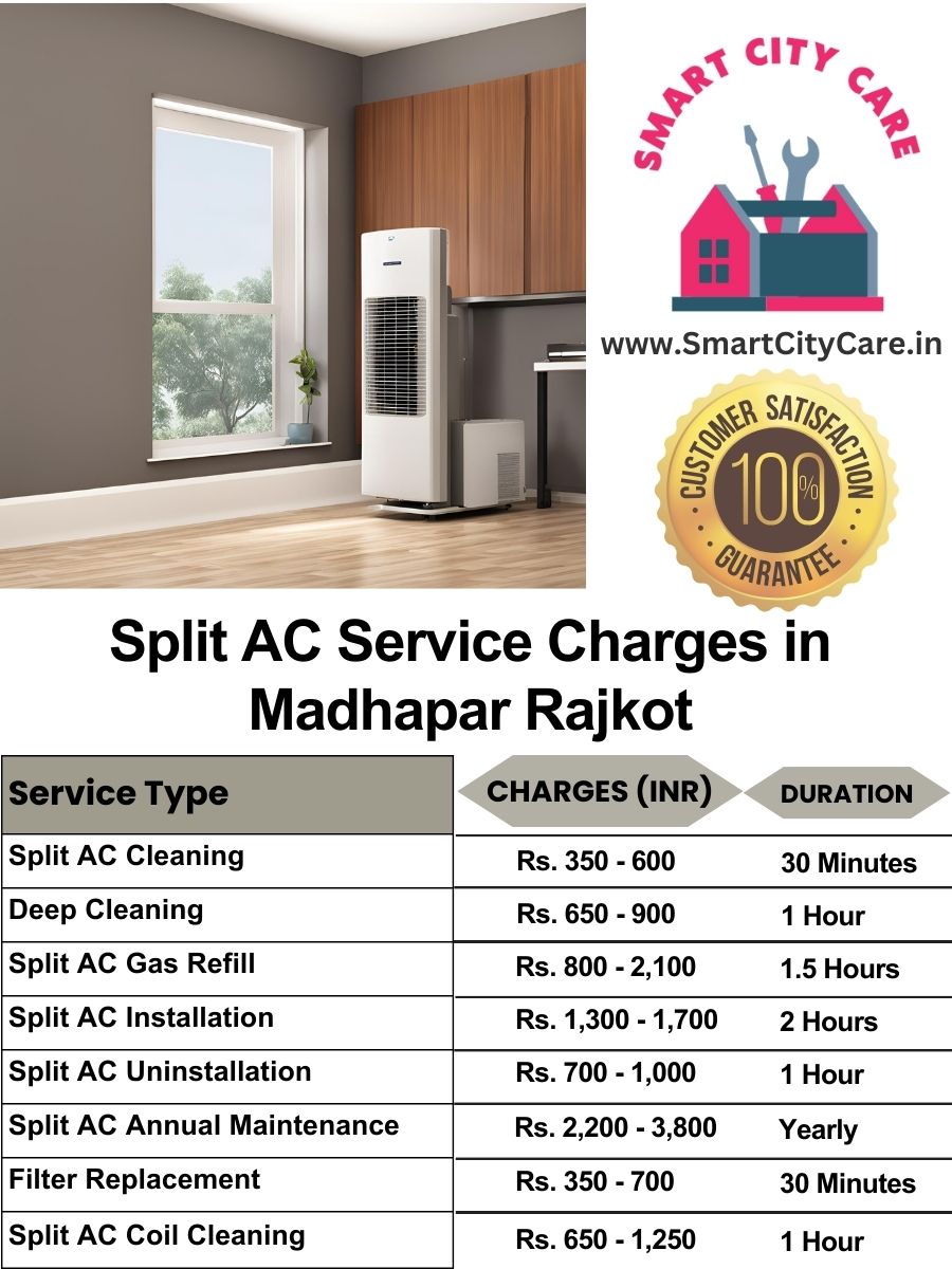 Split AC Service cost list in  Madhapar, Rajkot