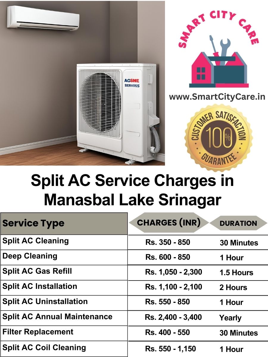 Split AC Service cost list in  Manasbal Lake, Srinagar